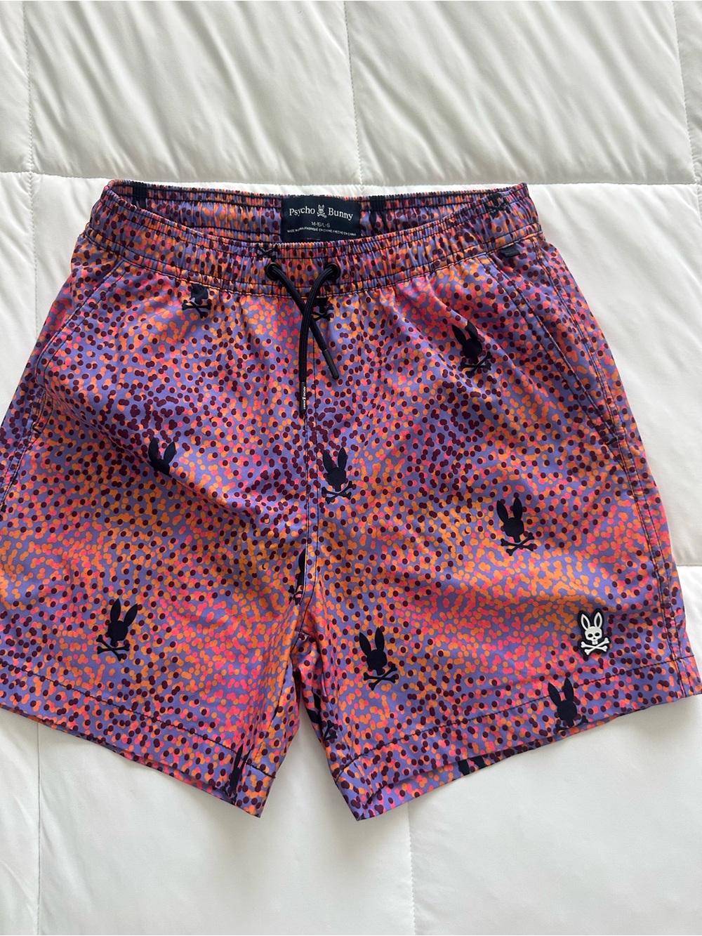 Psycho Bunny Purple and Orange Dot-Print Boys Swim Trunks